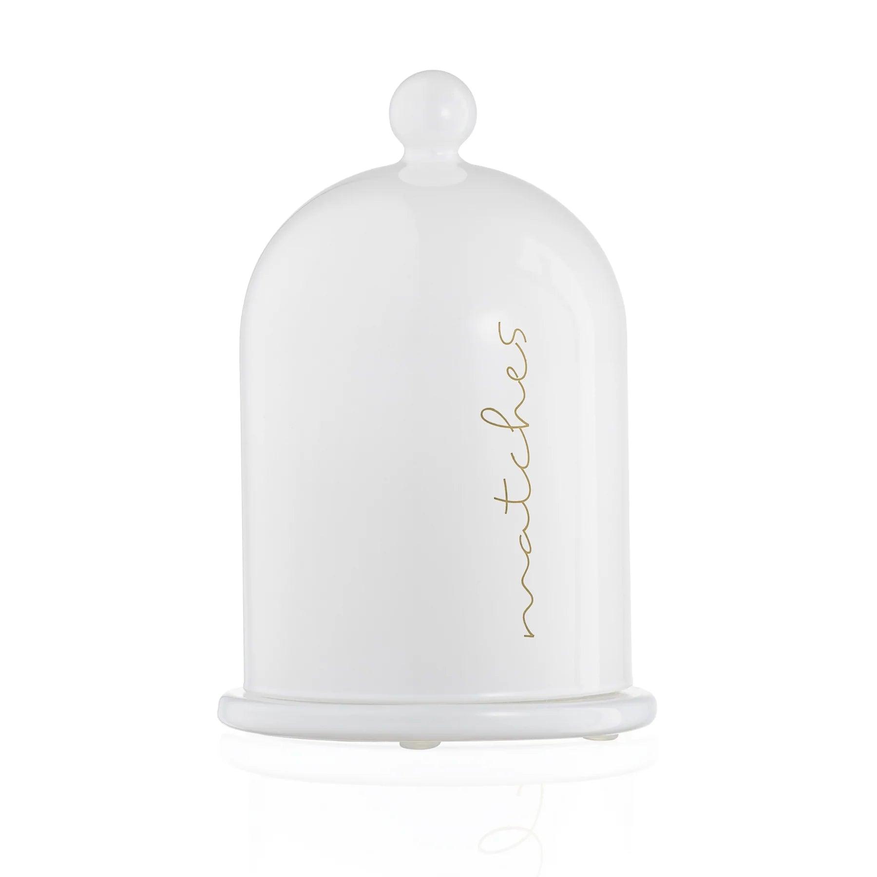 Glass Cloche Match Holder - Elegant Linen