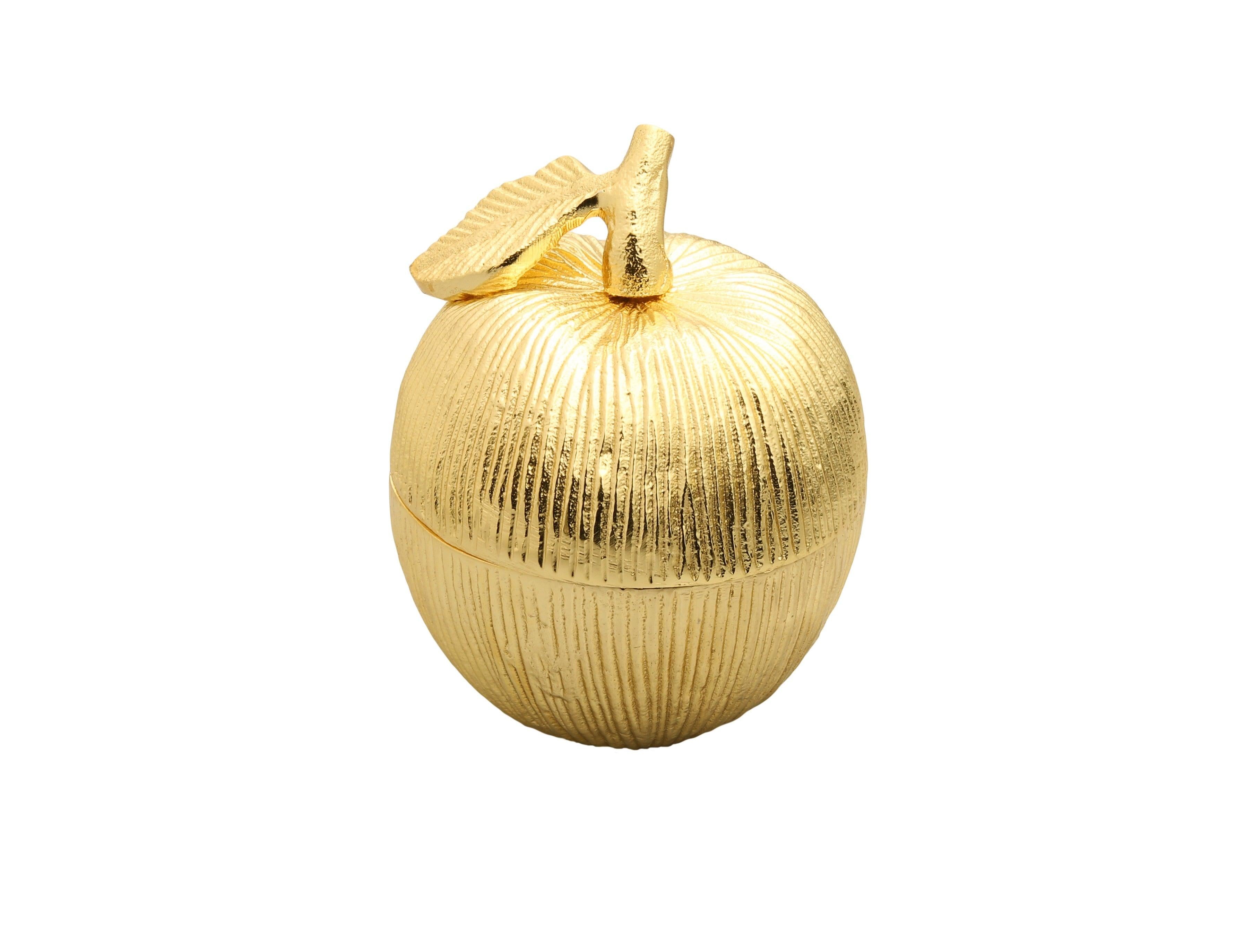 Gold Apple Shaped Honey Jar with Spoon - Elegant Linen