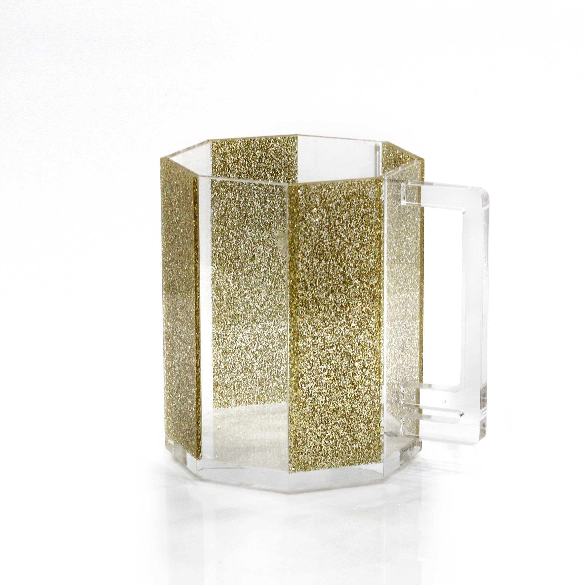 Elegant Linen Gold Gilt Hexagon Wash Cup