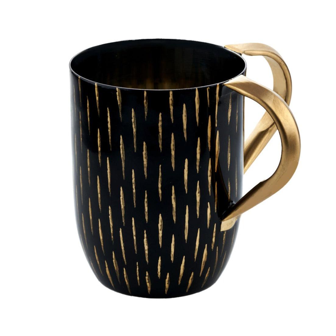 Gold Glitter White Enamel Wash Cup - Elegant Linen