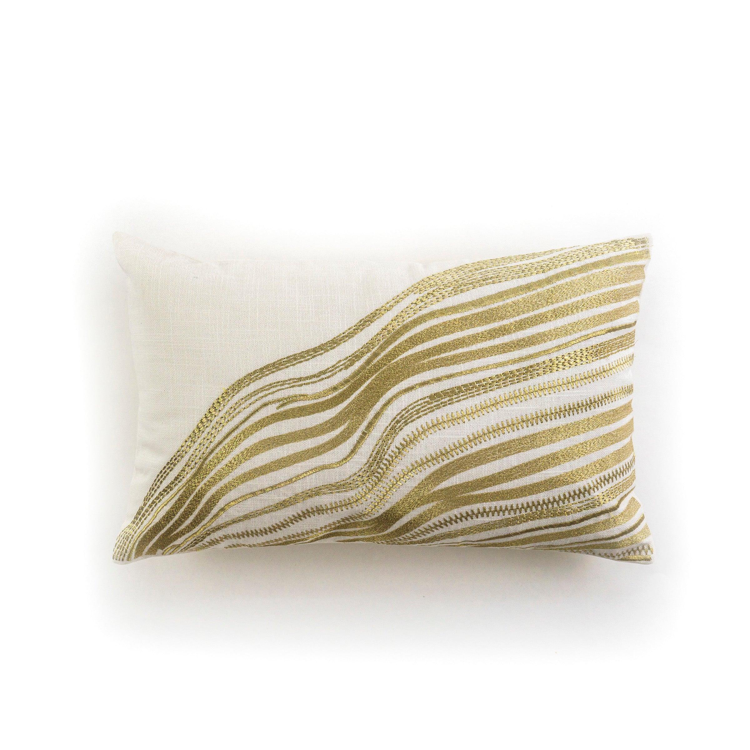 Gold Waves Throw Pillow - Elegant Linen