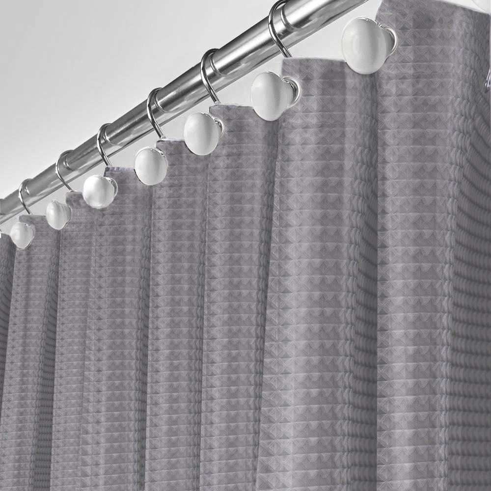 Grey Waffle Shower Curtain - Elegant Linen