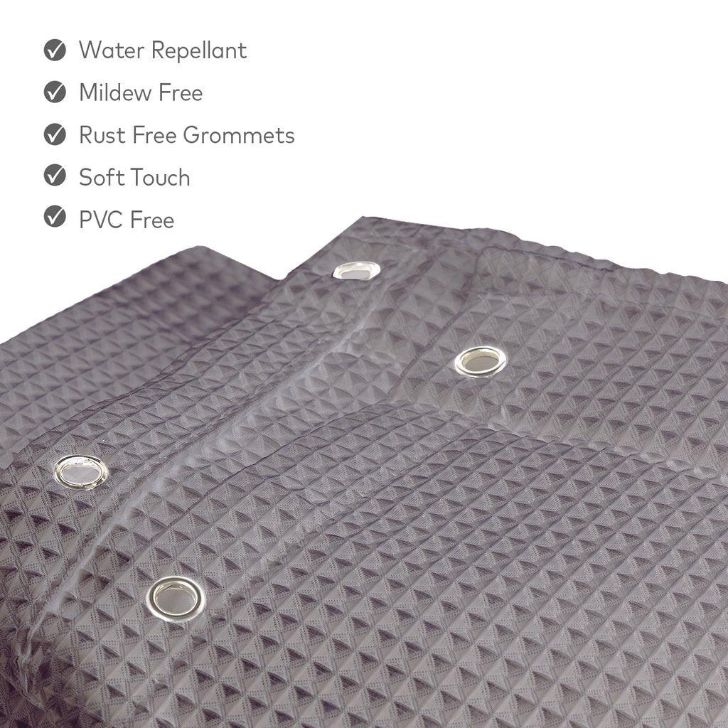 Grey Waffle Shower Curtain - Elegant Linen