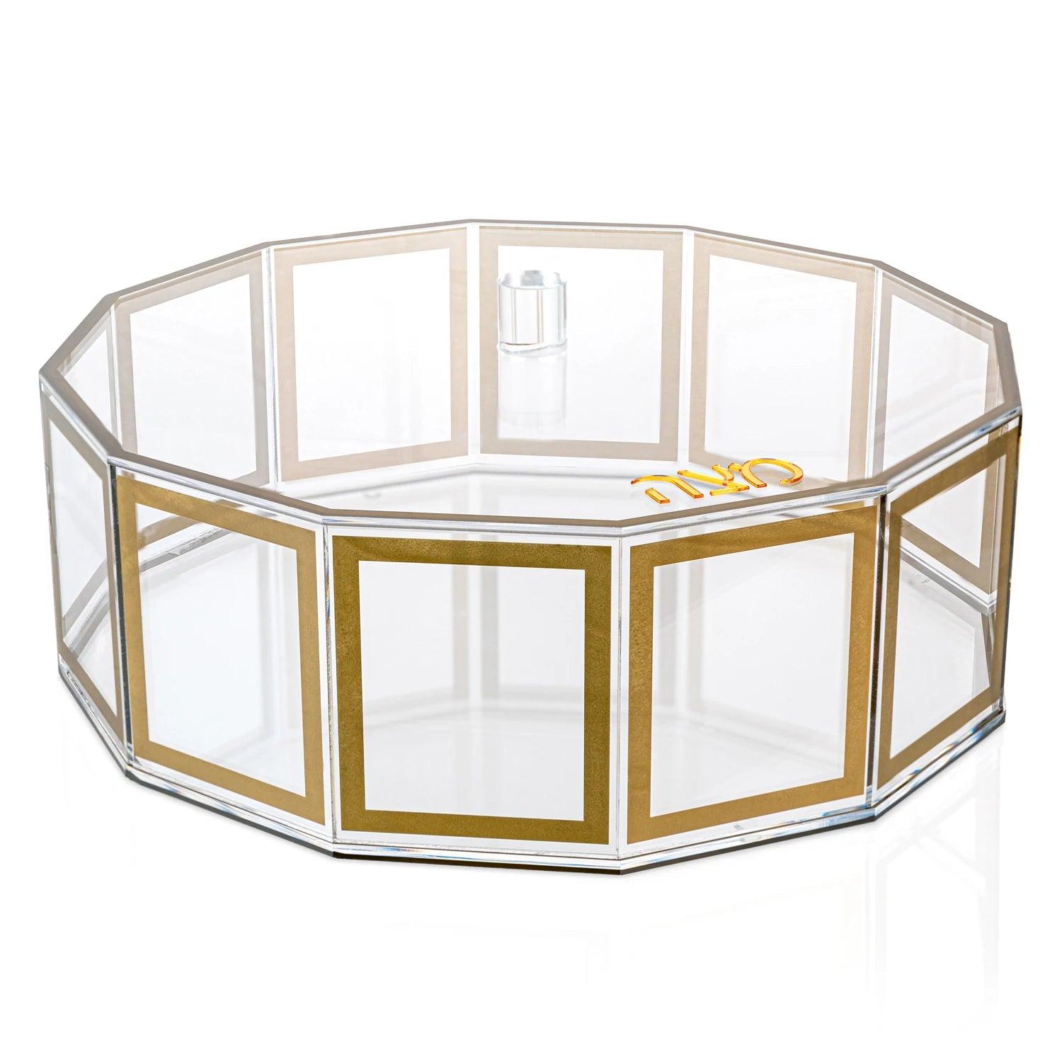 Hexagon Outline Matzah Box - Elegant Linen