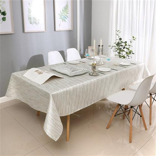 Jacquard Tablecloth #1313 White/Silver - Elegant Linen