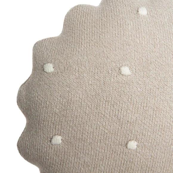 Knitted Cushion Round Biscuit - Elegant Linen