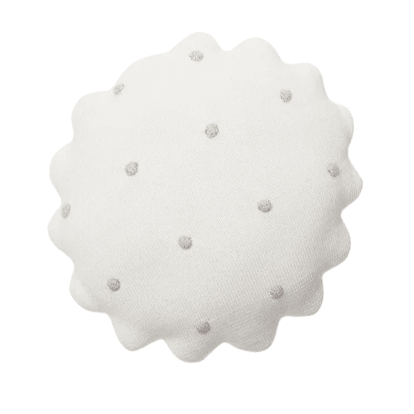 Knitted Cushion Round Biscuit - Elegant Linen