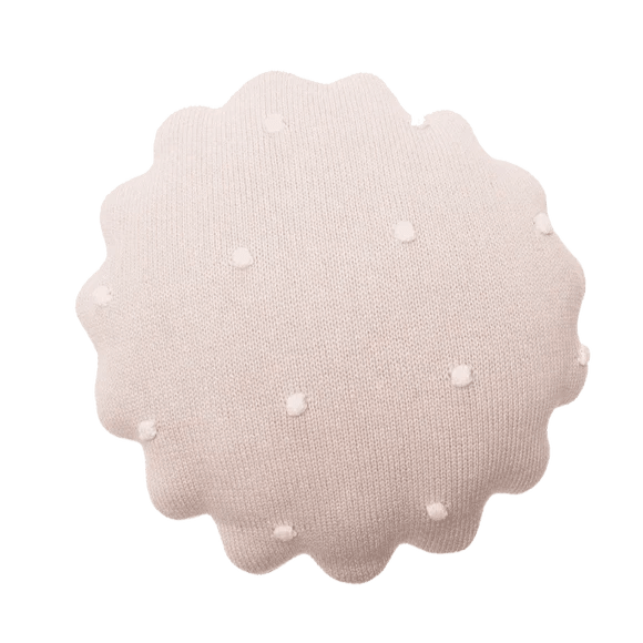 Knitted Cushion Round Biscuit - Elegant Linen