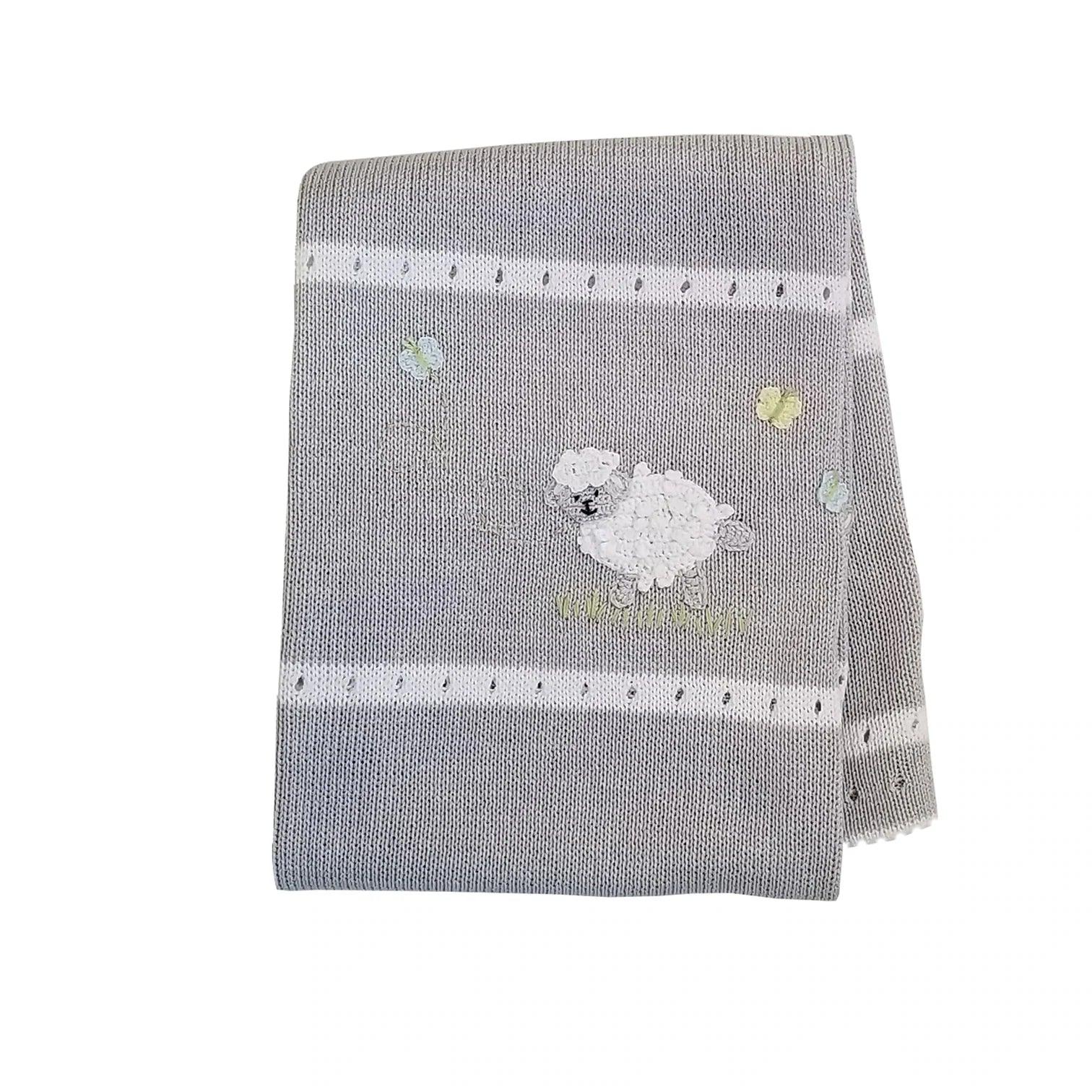 Lamb Baby Blanket, Grey - Elegant Linen