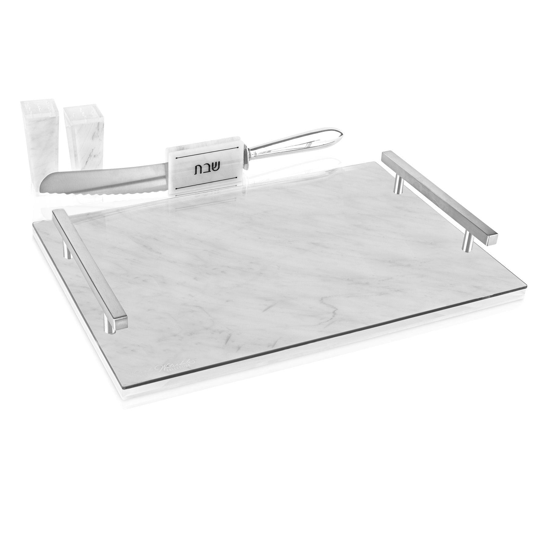 Lucite Challah Board - Marble - Elegant Linen