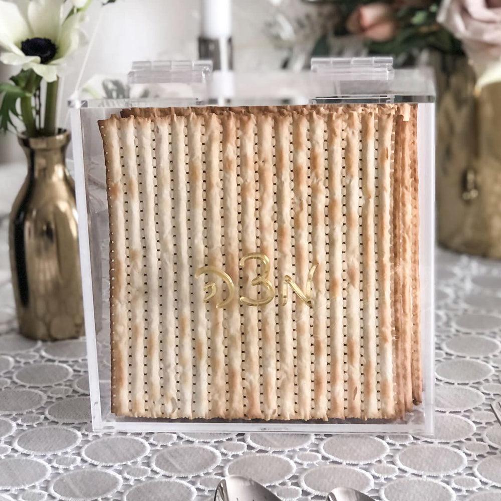 Lucite Matzah Box - Elegant Linen