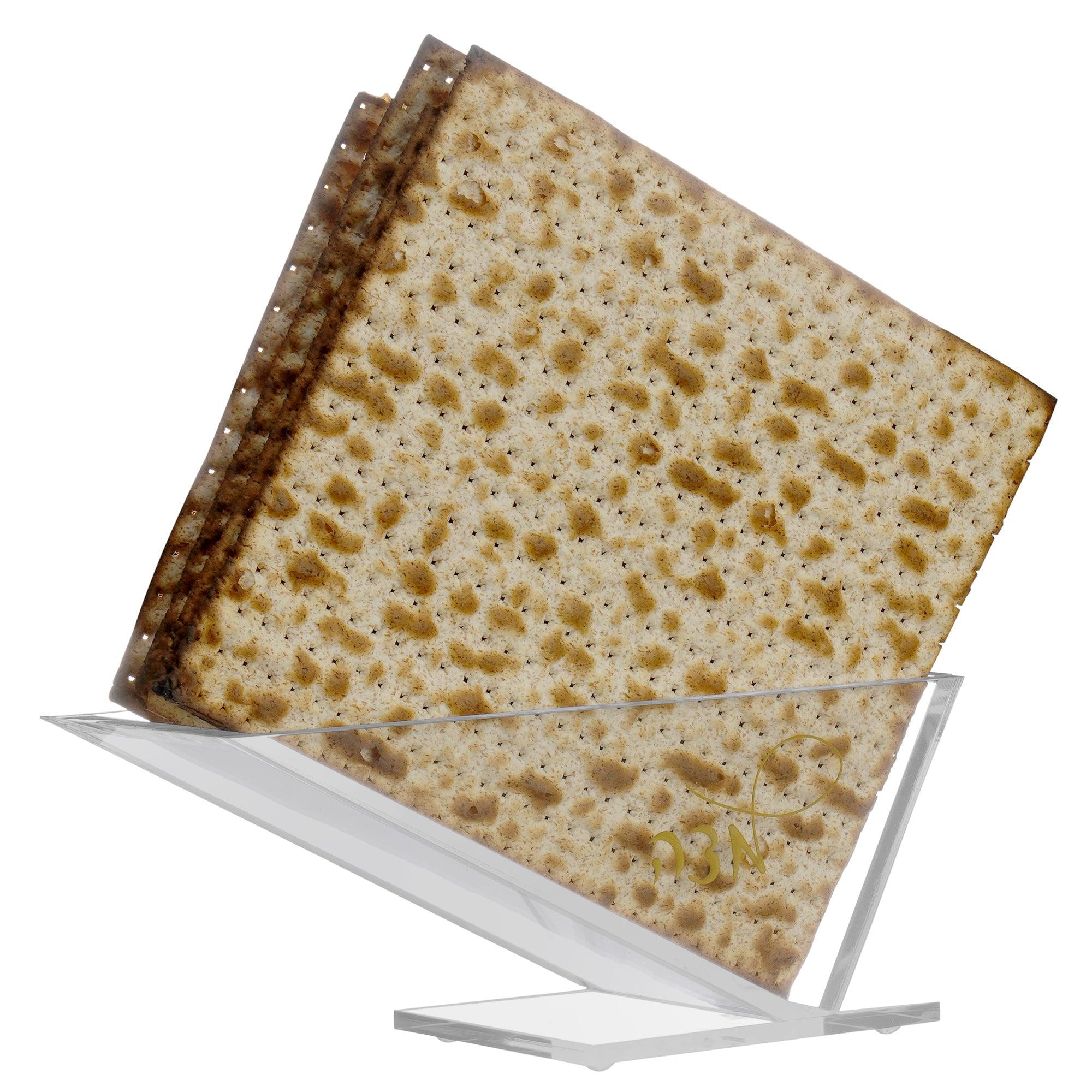 Lucite Matzah Stand with Swirl Text - Elegant Linen