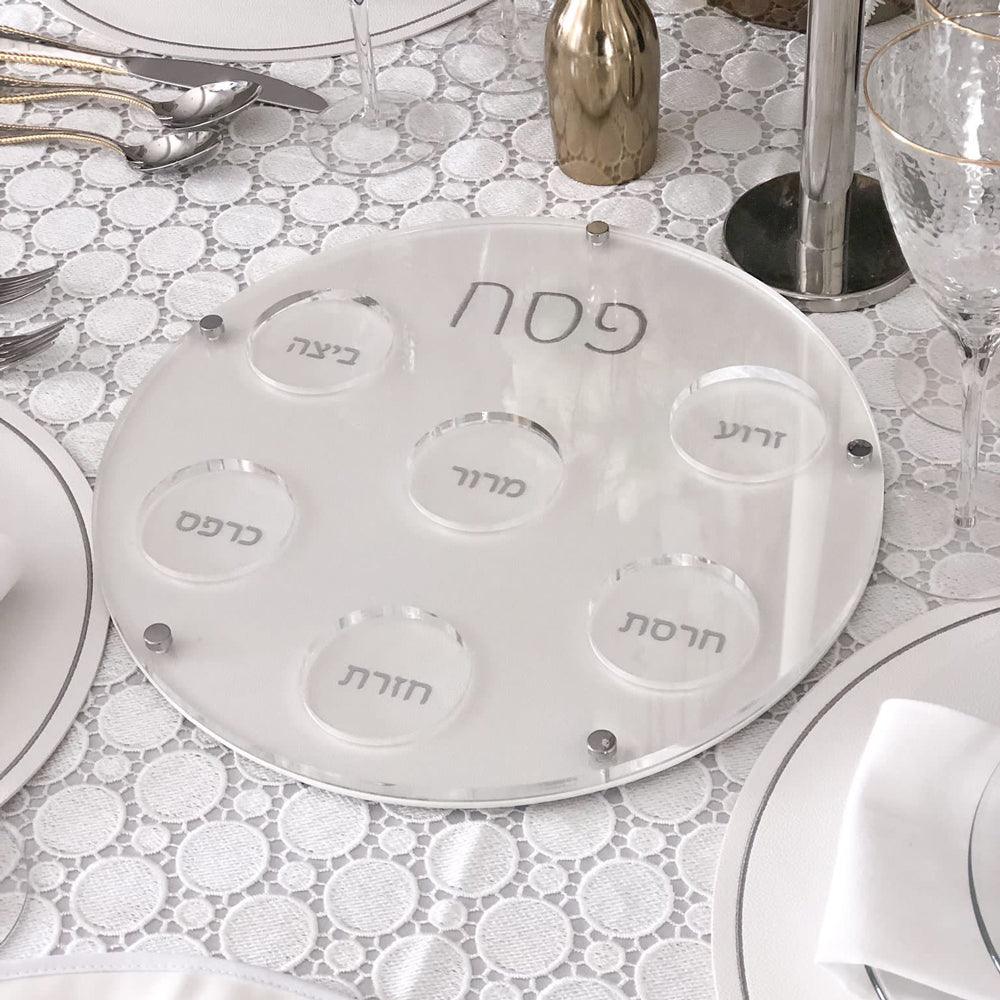 Lucite Seder Plate with Leatherette Backing - Elegant Linen