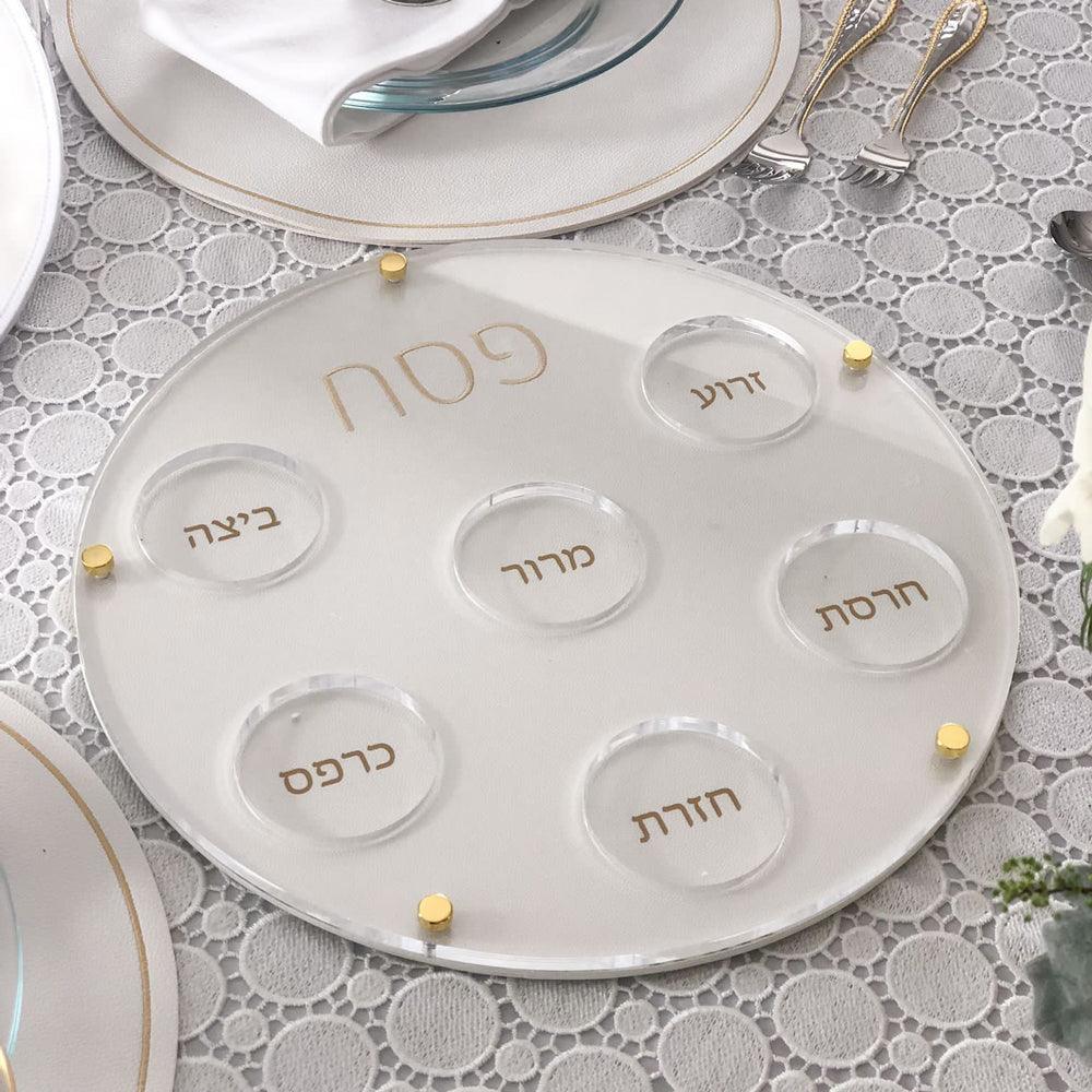 Lucite Seder Plate with Leatherette Backing - Elegant Linen