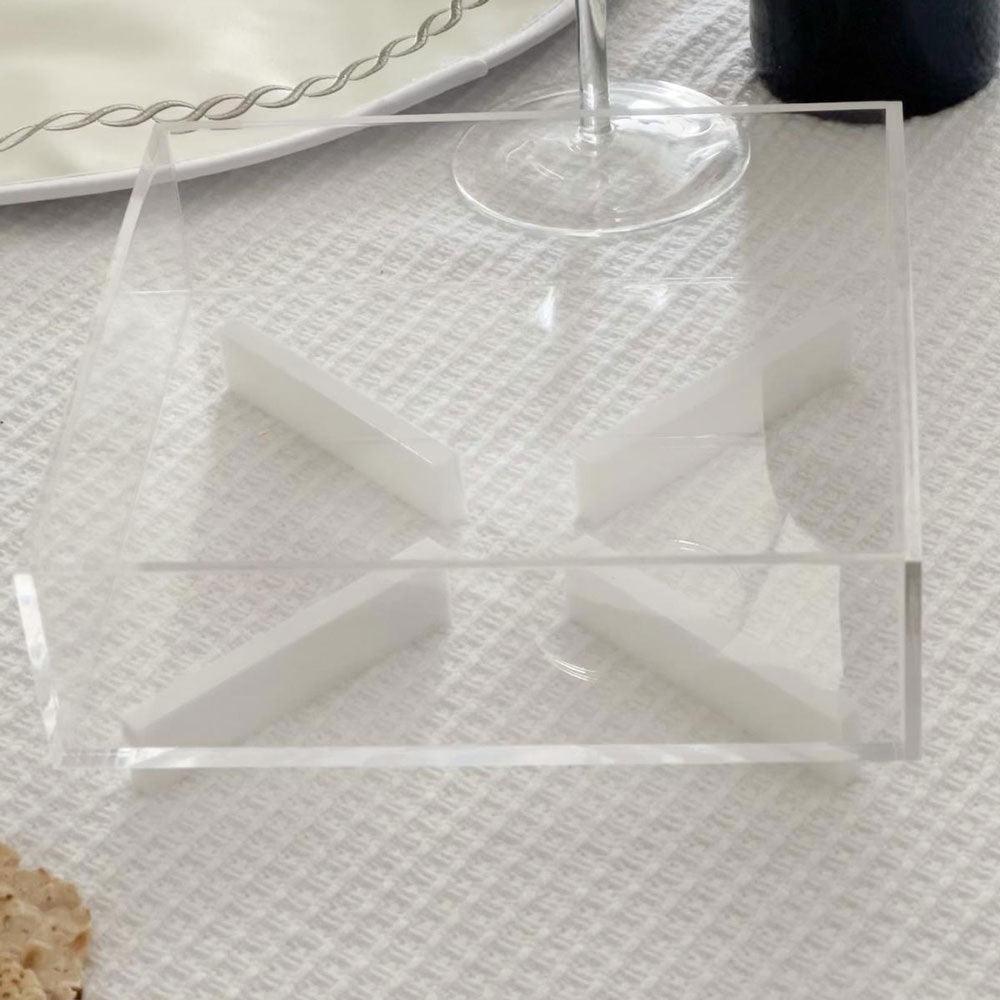 Lucite Square Matzah Plate - Elegant Linen