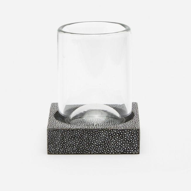 Manchester Cool Gray Realistic Faux Shagreen Bath Accessories - Elegant Linen