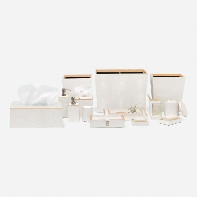Manchester Snow Realistic Faux Shagreen Bath Accessories - Elegant Linen