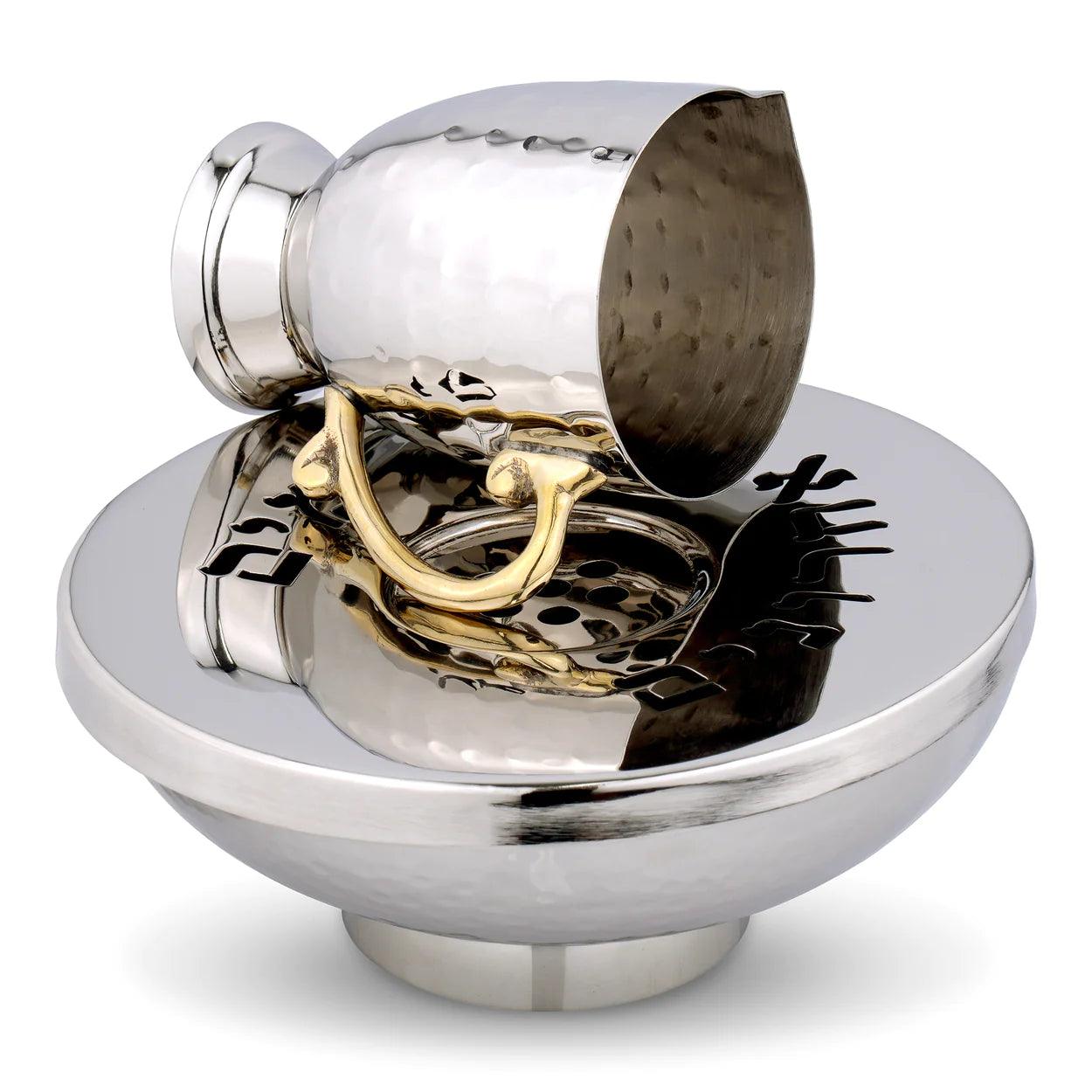 Mayim Achronim set Nickel Plated with Golden Handles - Elegant Linen