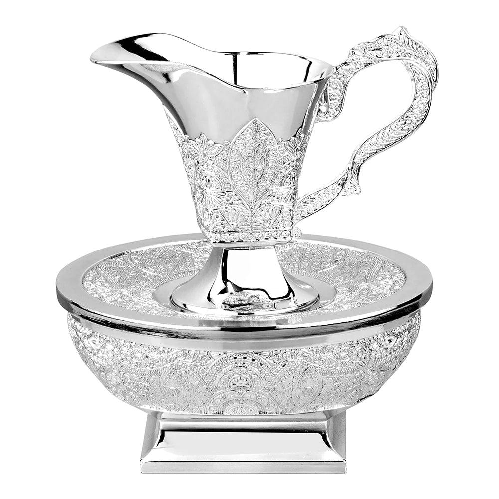 Mayim Achronim Set Silver plated Filigree Design - Elegant Linen