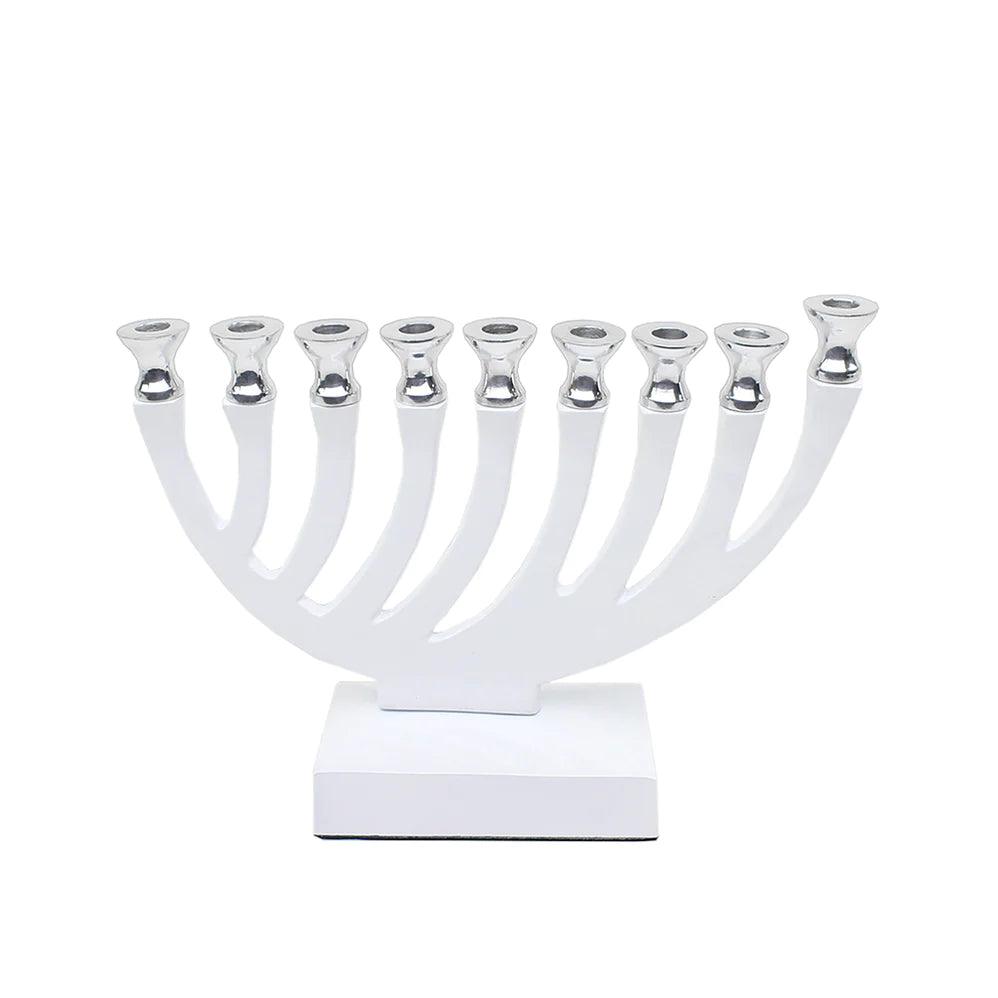 Metal Candle Menorah Blue Enamel - Elegant Linen