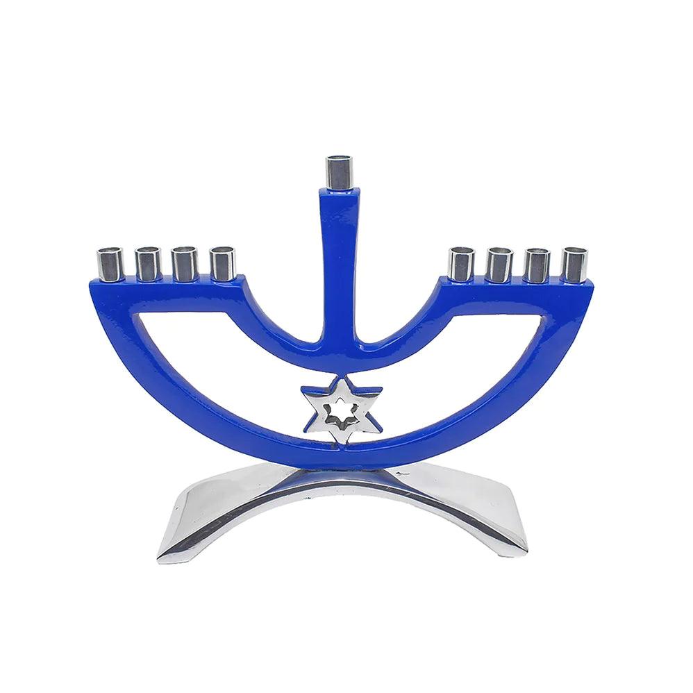 Metal Candle Menorah with Star of David - Elegant Linen