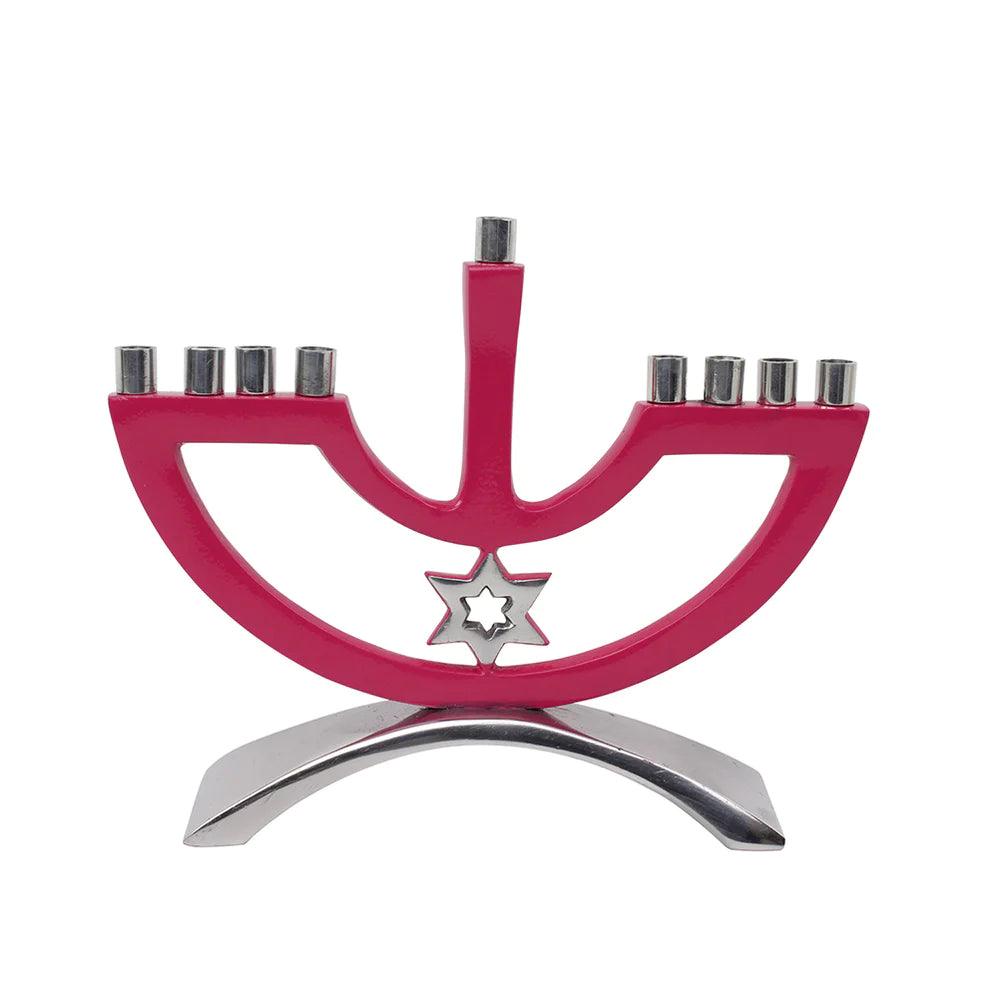 Metal Candle Menorah with Star of David - Elegant Linen