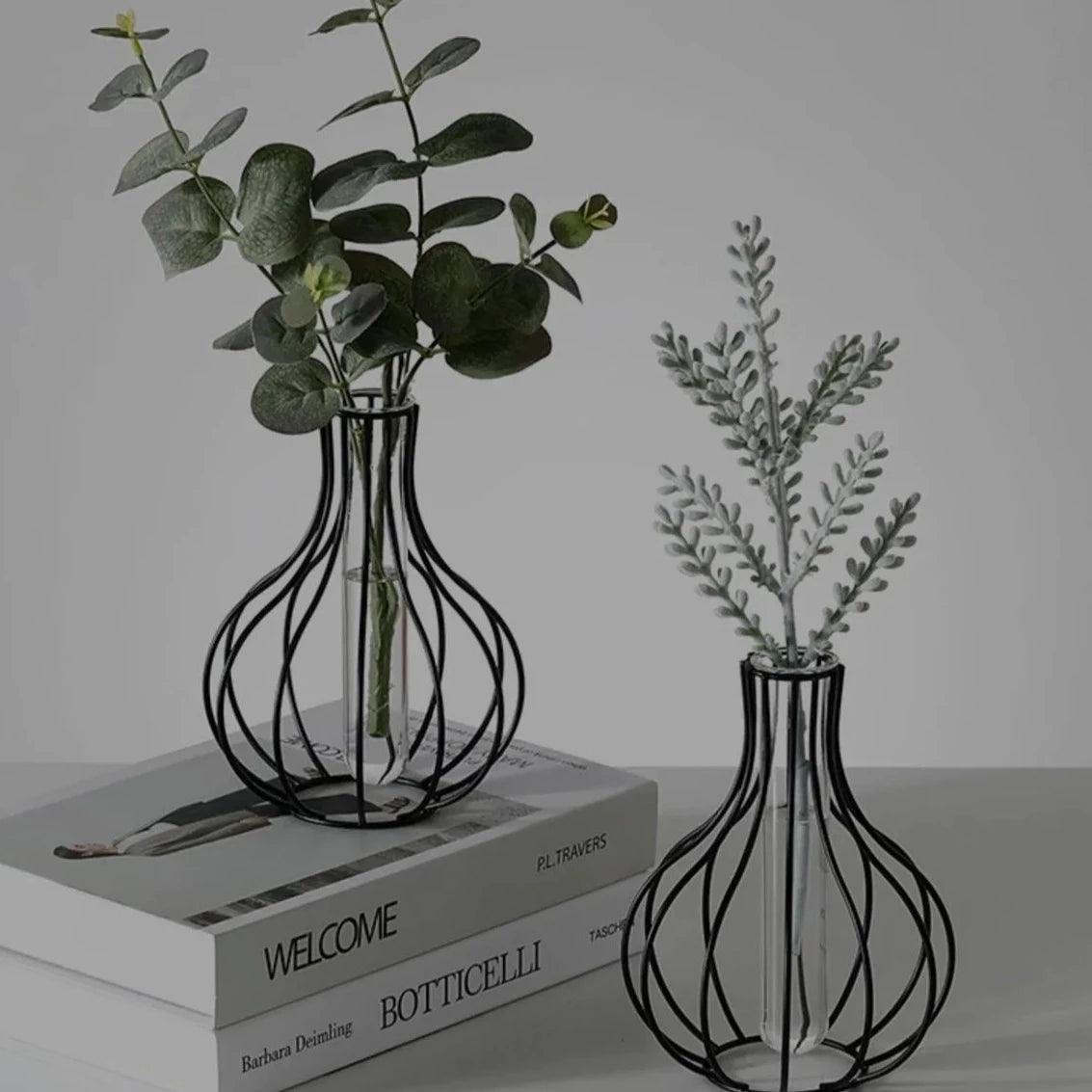 Metal Vase with Tube - Elegant Linen