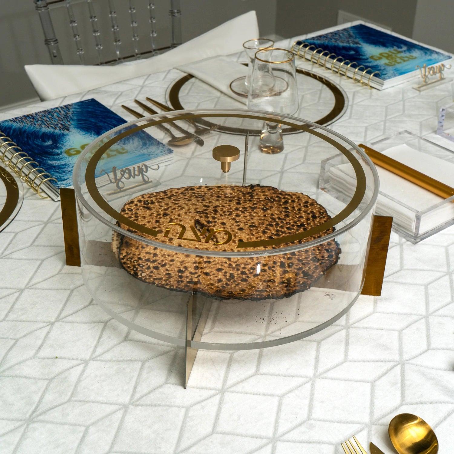 MetaLucite Matzah Box - Elegant Linen