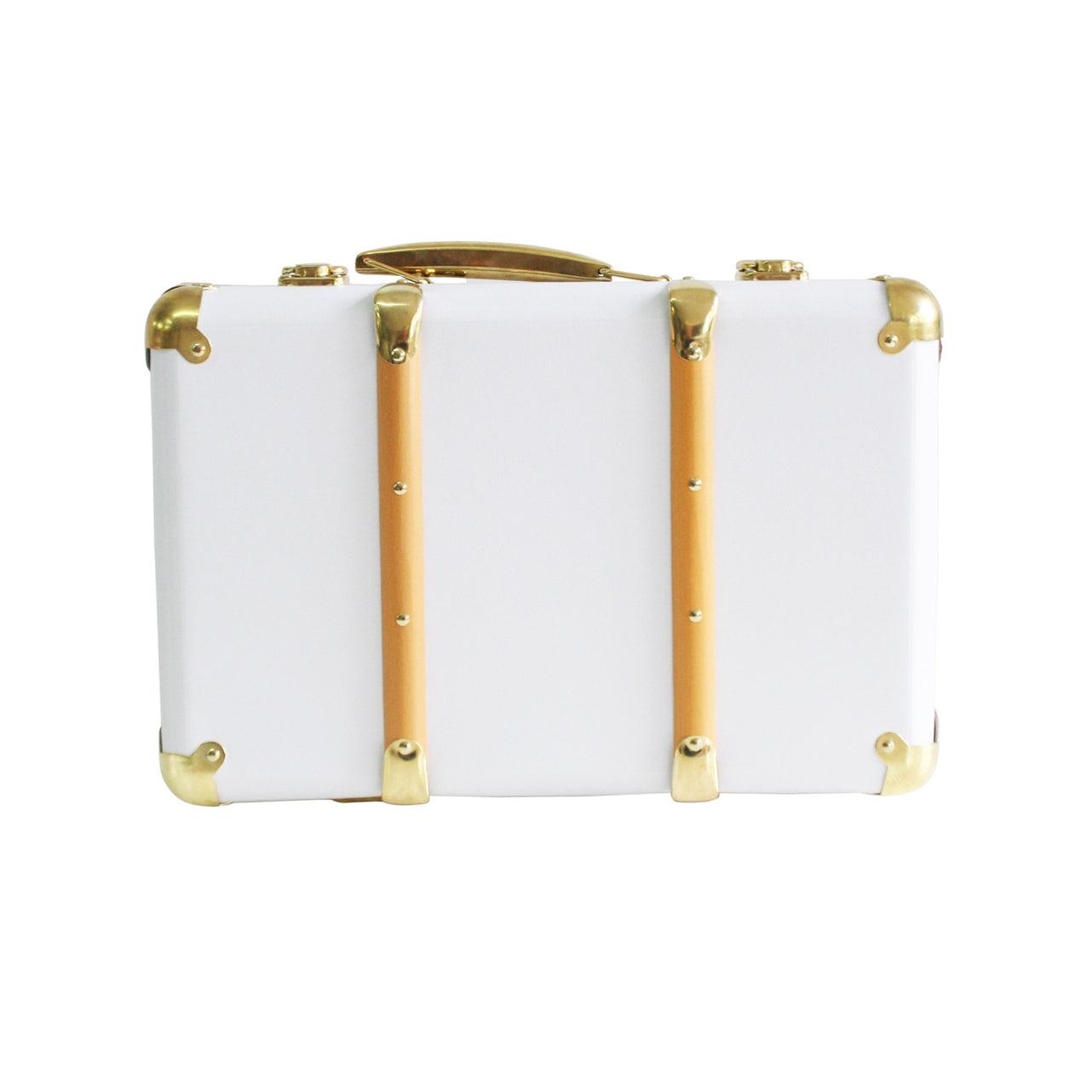 Mini Vintage Brief Case - White - Elegant Linen