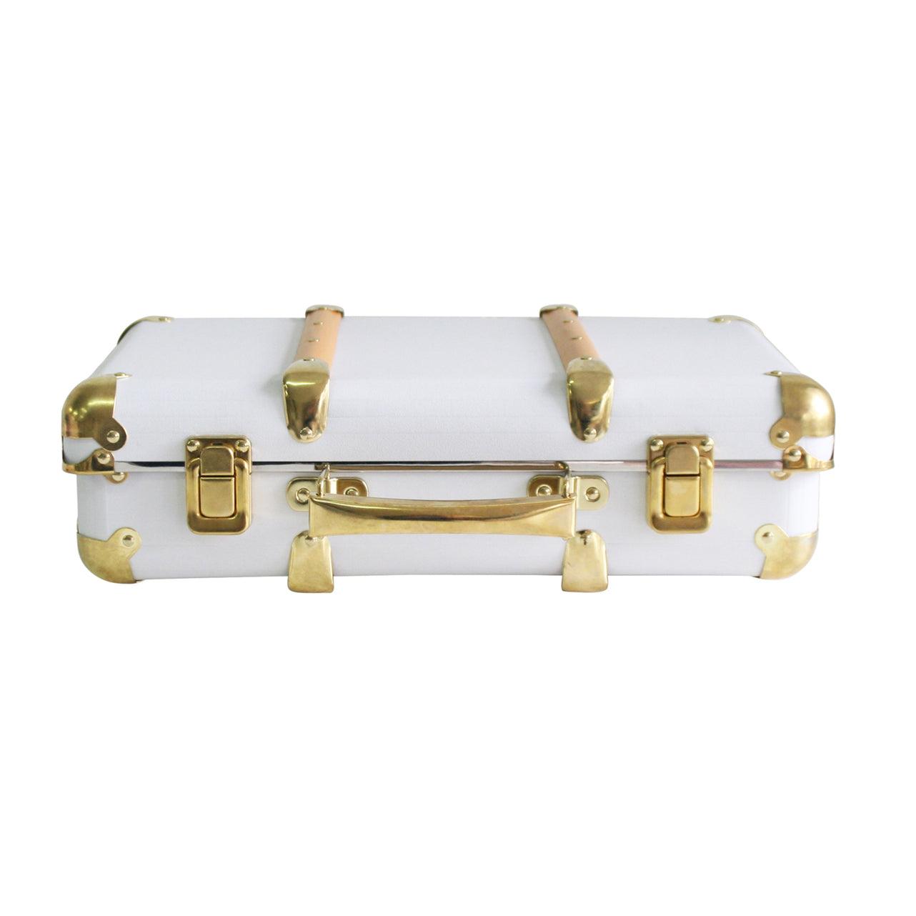 Mini Vintage Brief Case - White - Elegant Linen