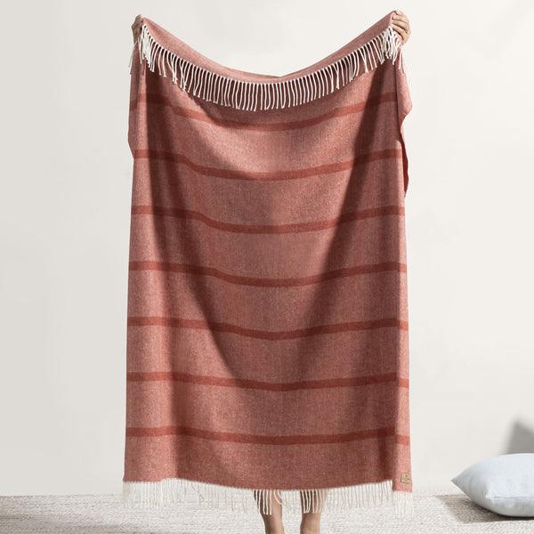 Montauk Stripe Herringbone Throw - Elegant Linen