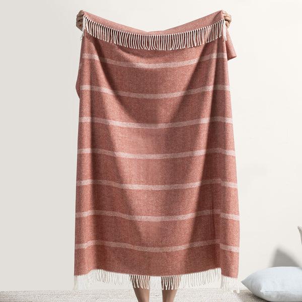 Montauk Stripe Herringbone Throw - Elegant Linen