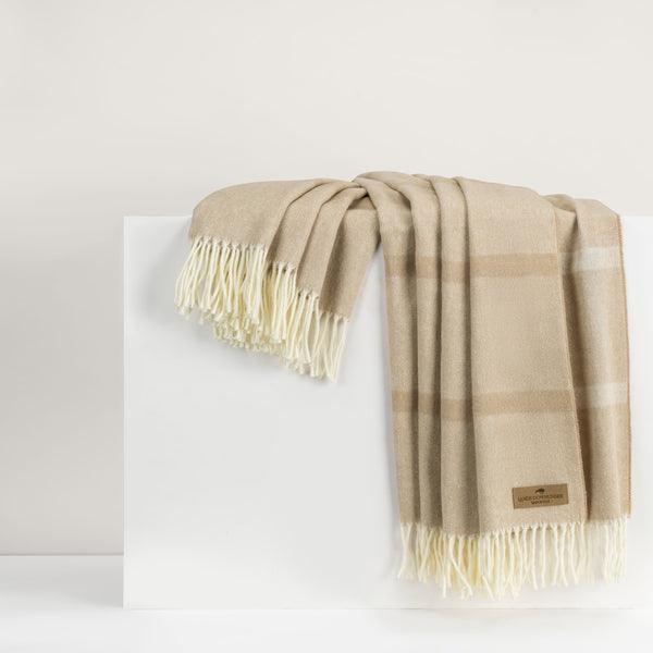 Montauk Stripe Herringbone Throw - Elegant Linen
