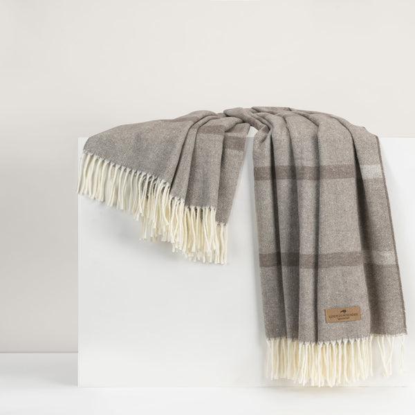 Montauk Stripe Herringbone Throw - Elegant Linen