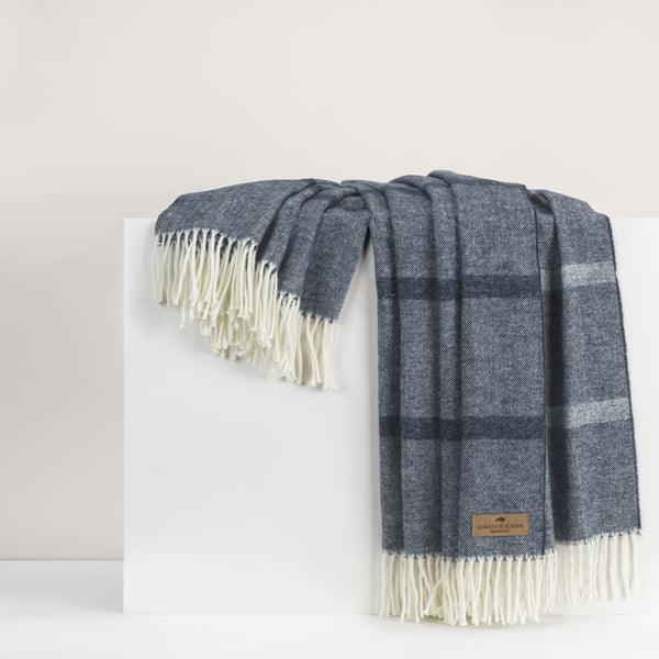 Montauk Stripe Herringbone Throw - Elegant Linen
