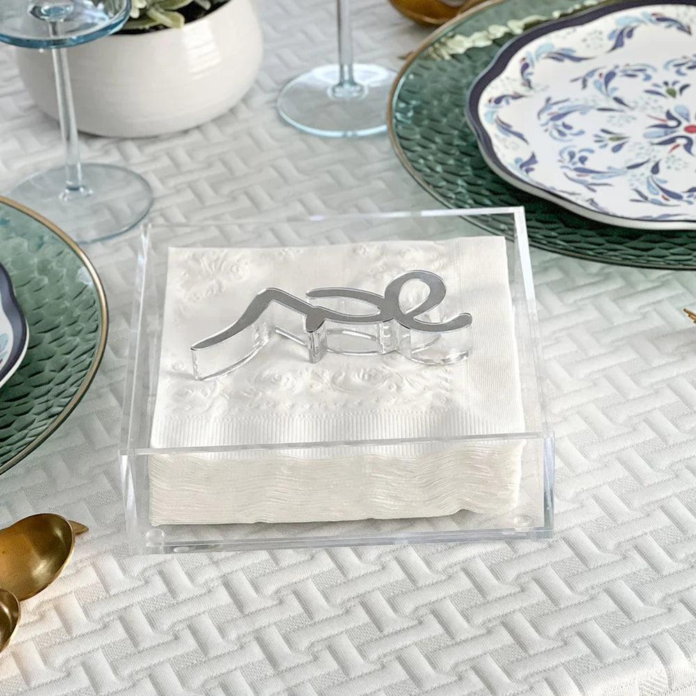 Napkin Holder With Shabbos Weight - Elegant Linen