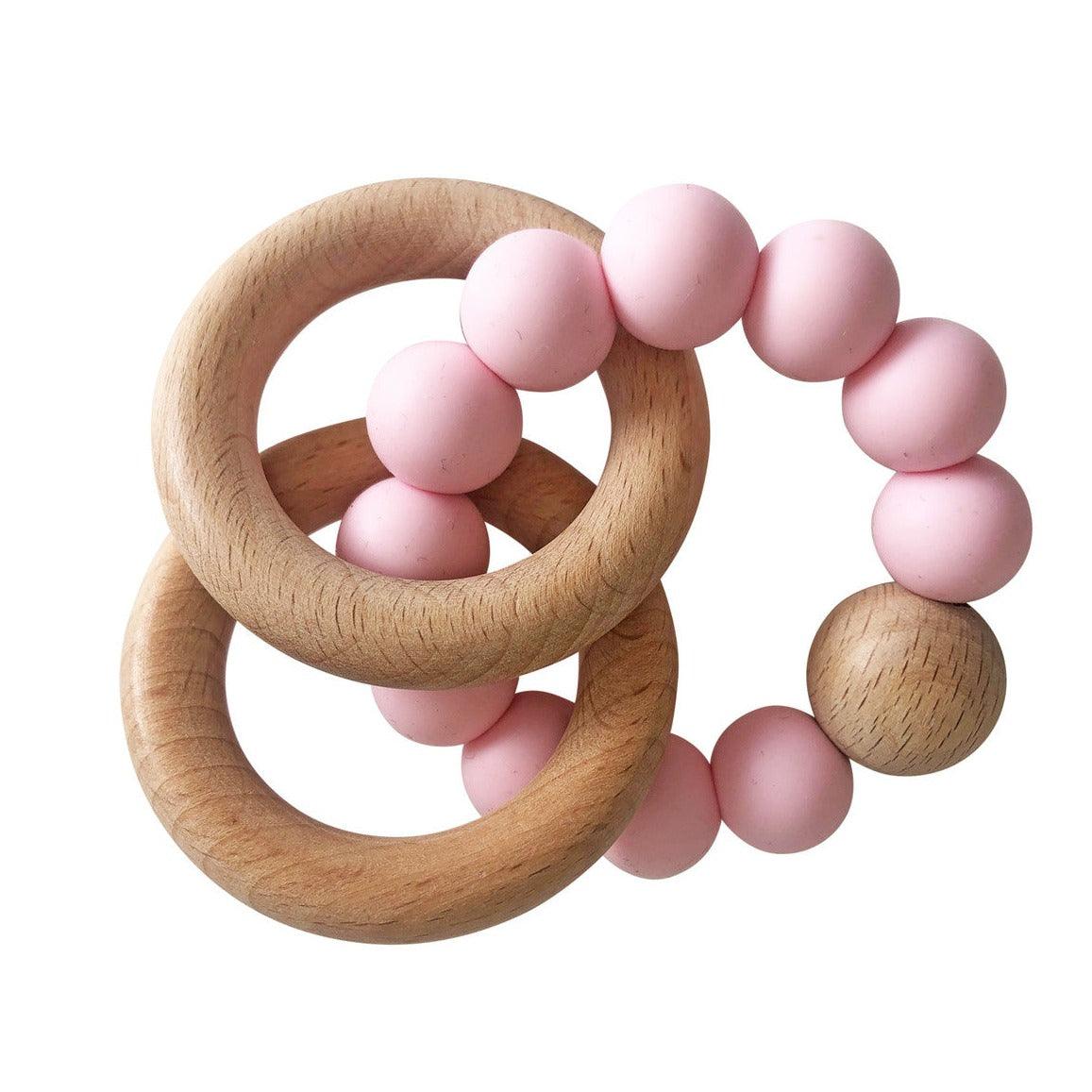 Natural Beechwood & Silicone Teether - Elegant Linen