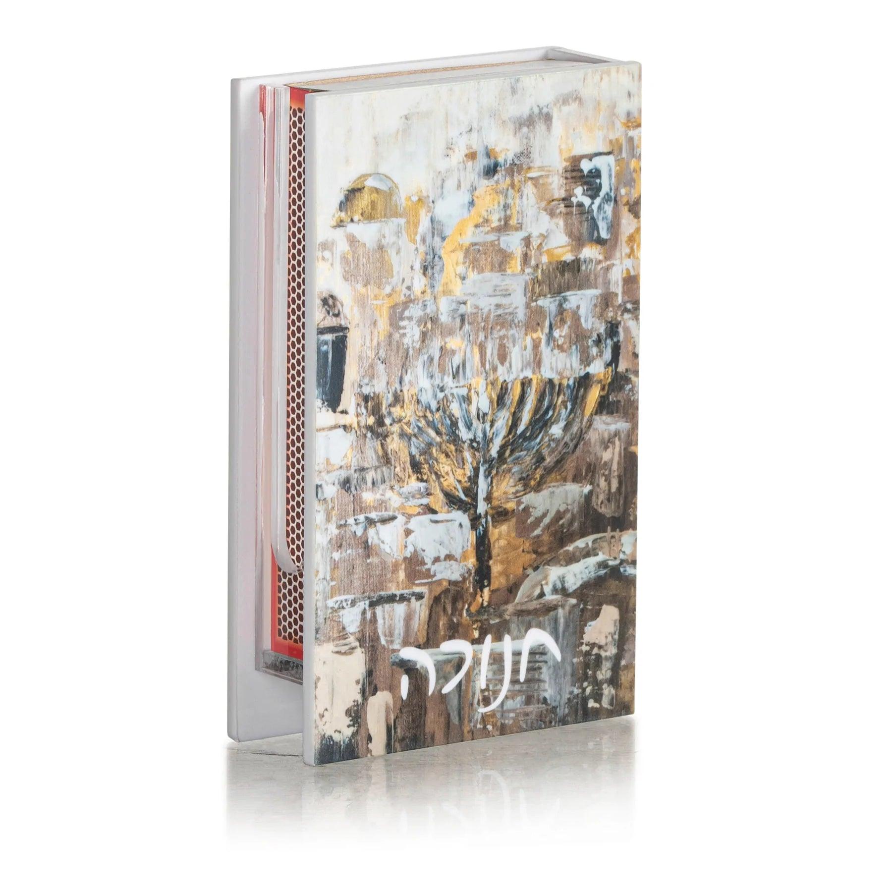 Painted Jerusalem Chanukah Matchbox - Elegant Linen
