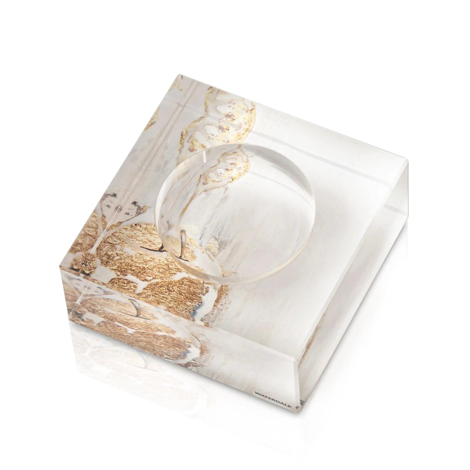 Personal Painted Gold Mini Honey Dish - Elegant Linen