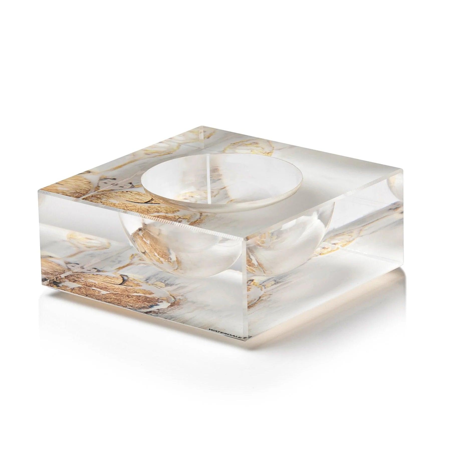 Personal Painted Gold Mini Honey Dish - Elegant Linen