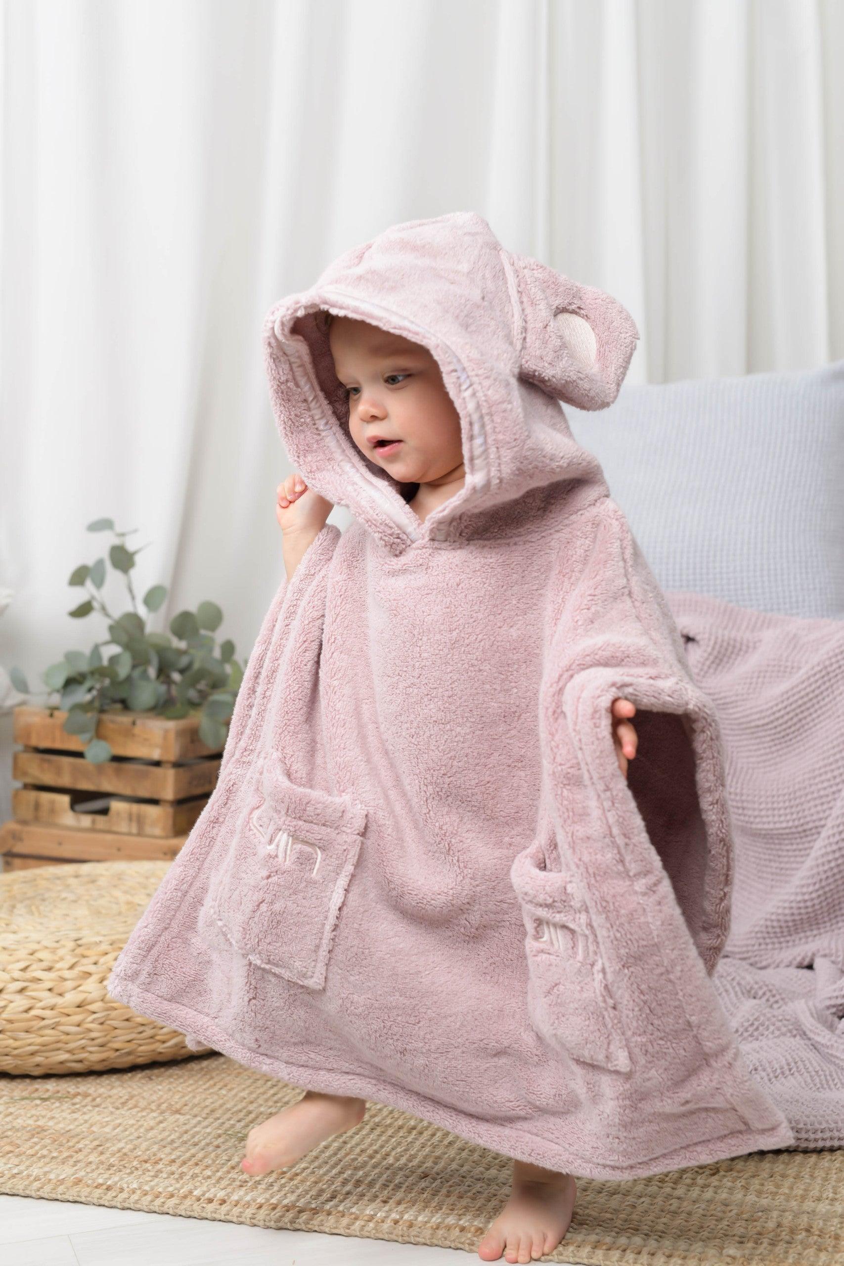 Poncho Towels for 1-10 yrs Dusty Rose - Elegant Linen