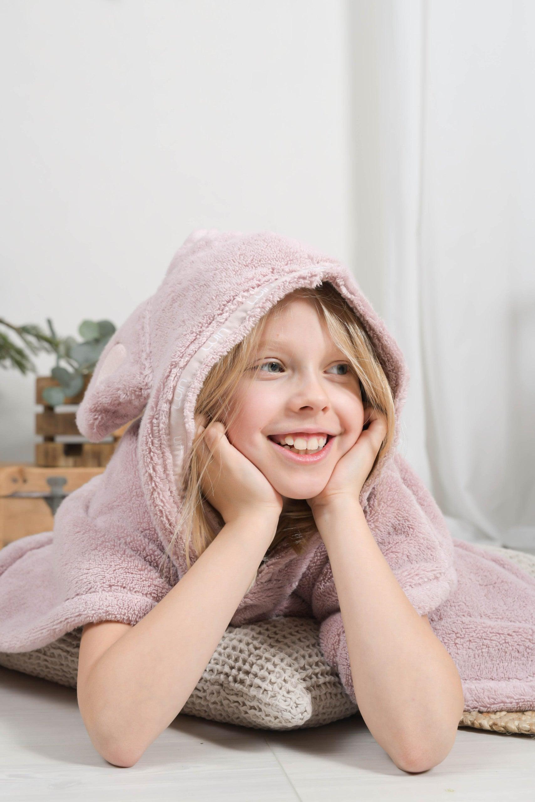 Poncho Towels for 1-10 yrs Dusty Rose - Elegant Linen
