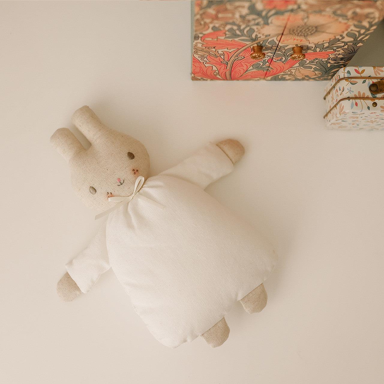 Riley Bunny Rattle Ivory - Elegant Linen