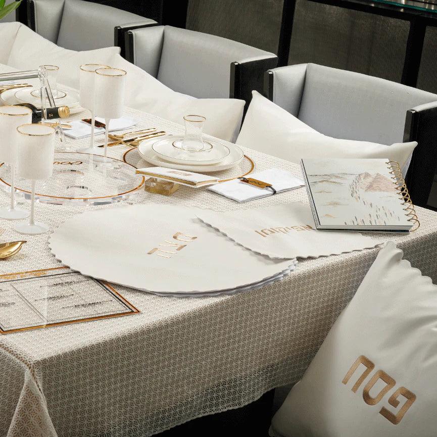 Scalloped Edge Pesach Set - Elegant Linen