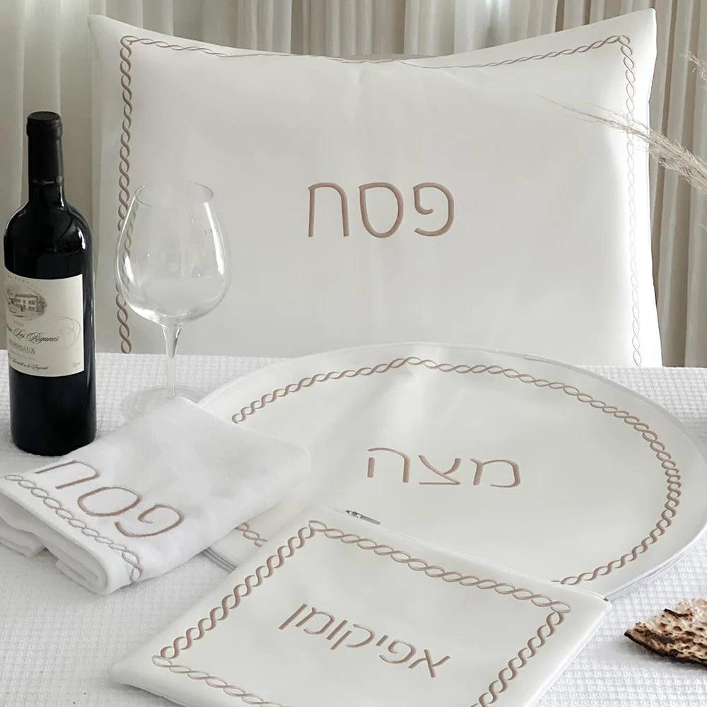 Seder Set Braided Design with Towel - Elegant Linen