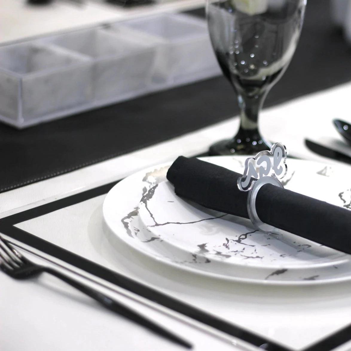 Shabbos Napkin Rings - Elegant Linen