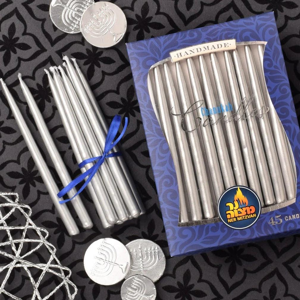 Silver Chanukah Candles - Elegant Linen