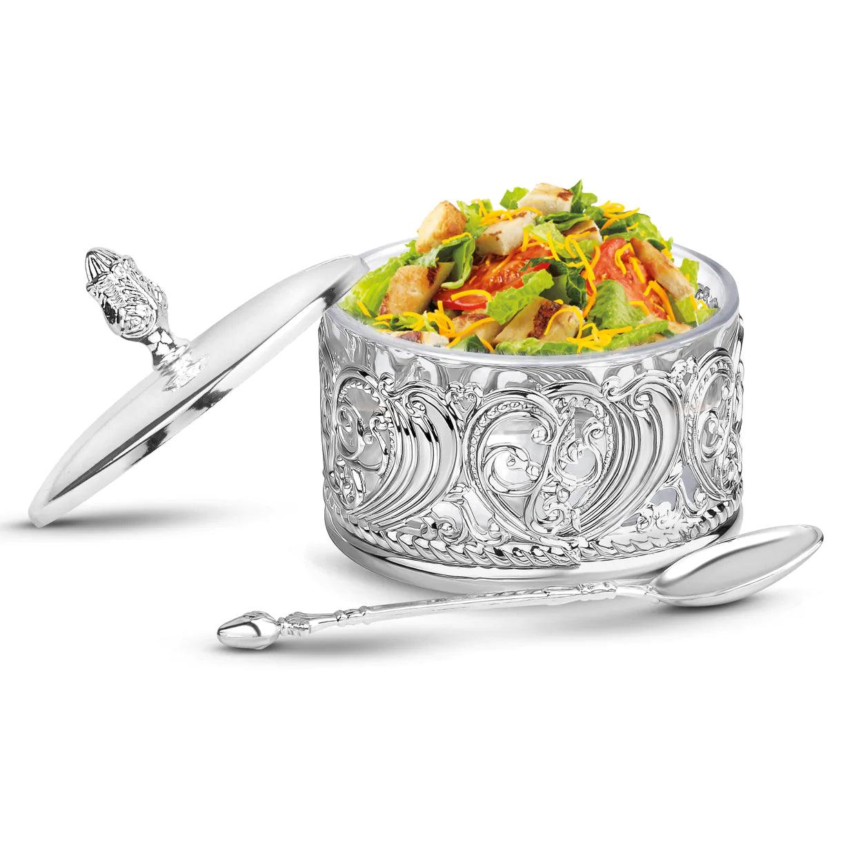 Silver Designed Honey Dish - Elegant Linen