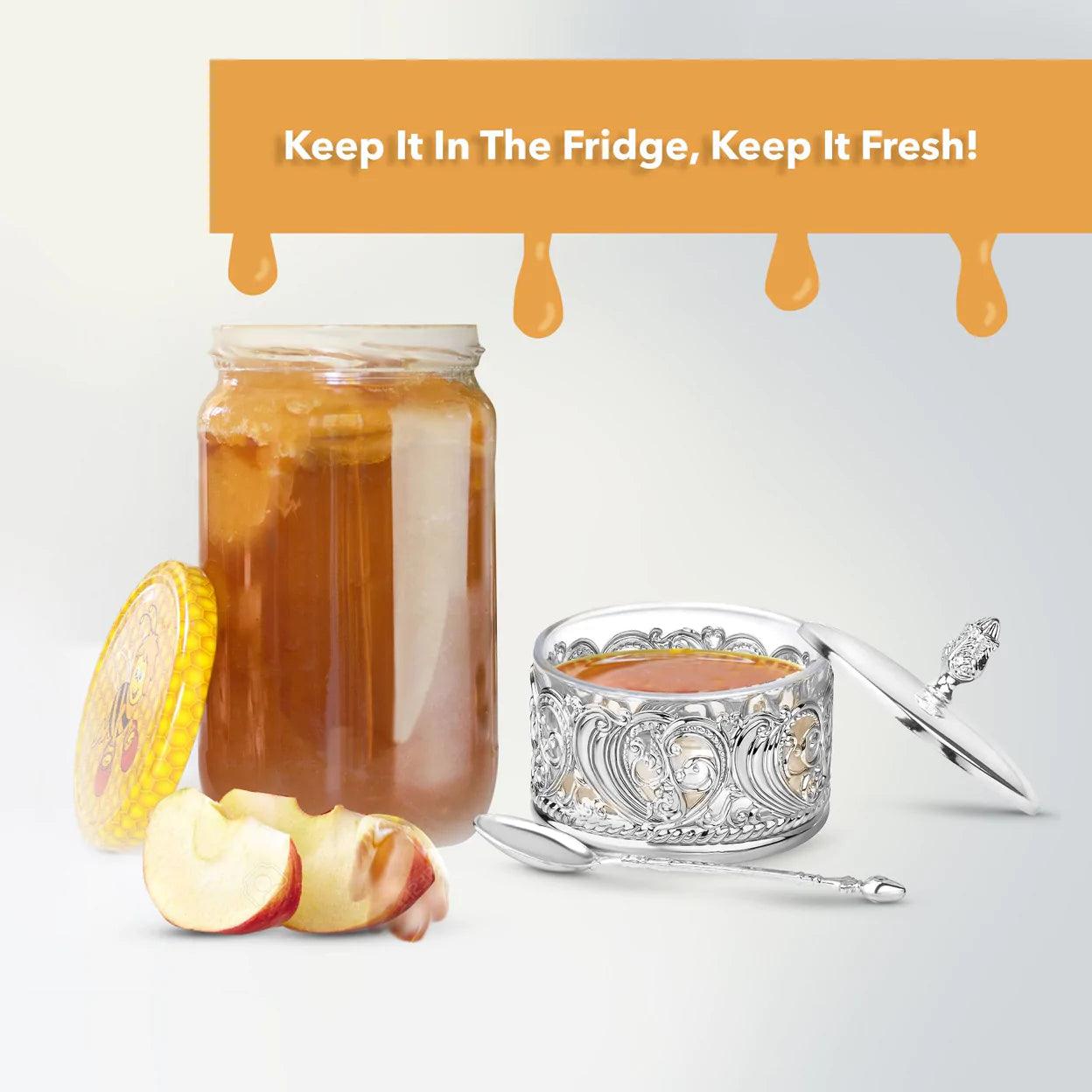 Silver Designed Honey Dish - Elegant Linen