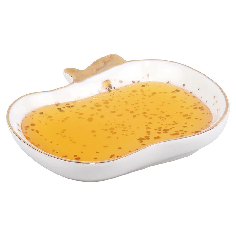 Speckled Ceramic Apple Shaped Dish - Elegant Linen